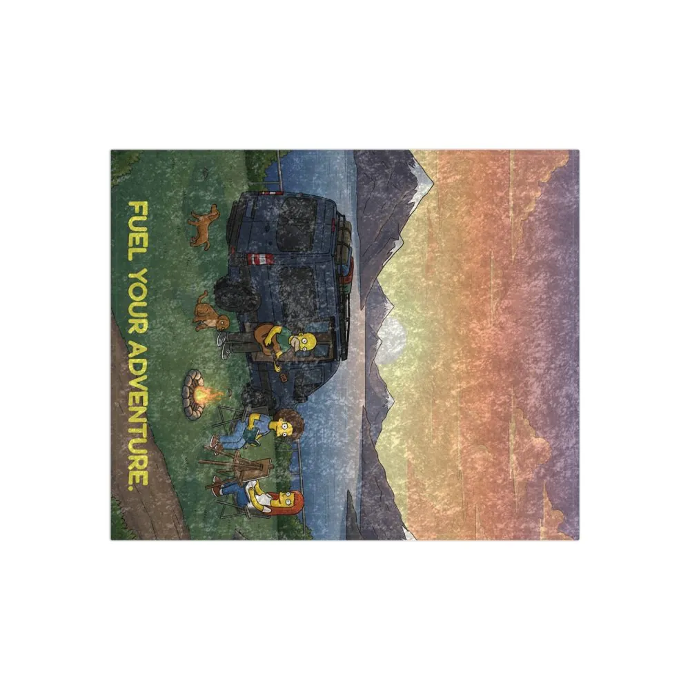 Crushed Velvet Blanket —"Fuel Your Adventure" Design Sitcom-Line (Campervan)