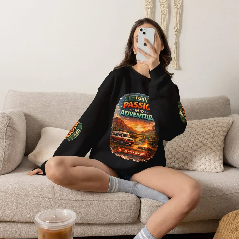 13061696766719840820_2048.jpeg Unisex Heavy Blend™ Crewneck Sweatshirt — "Turn Passion Into Adventure" Design Scenic-Line
