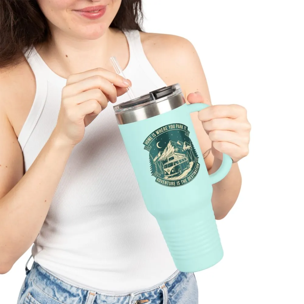 13062173827426043750_2048.jpeg Insulated Travel Mug - "Home Is Where You Park It-Adventure is the destination" (40oz) – Retro Camper Design, Keep Drinks Hot or Cold