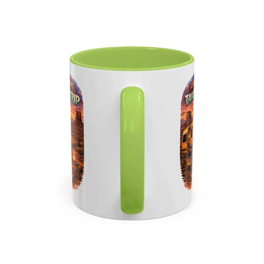 Accent Coffee Mug (11, 15oz) — "Live Is Short Take The Trip" Design Scenic-Line