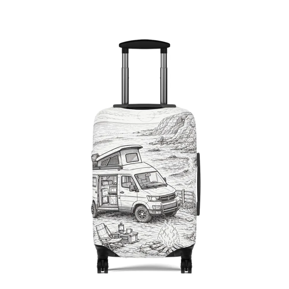 Luggage Cover — Adventure Camper Sketch Travel Suitcase