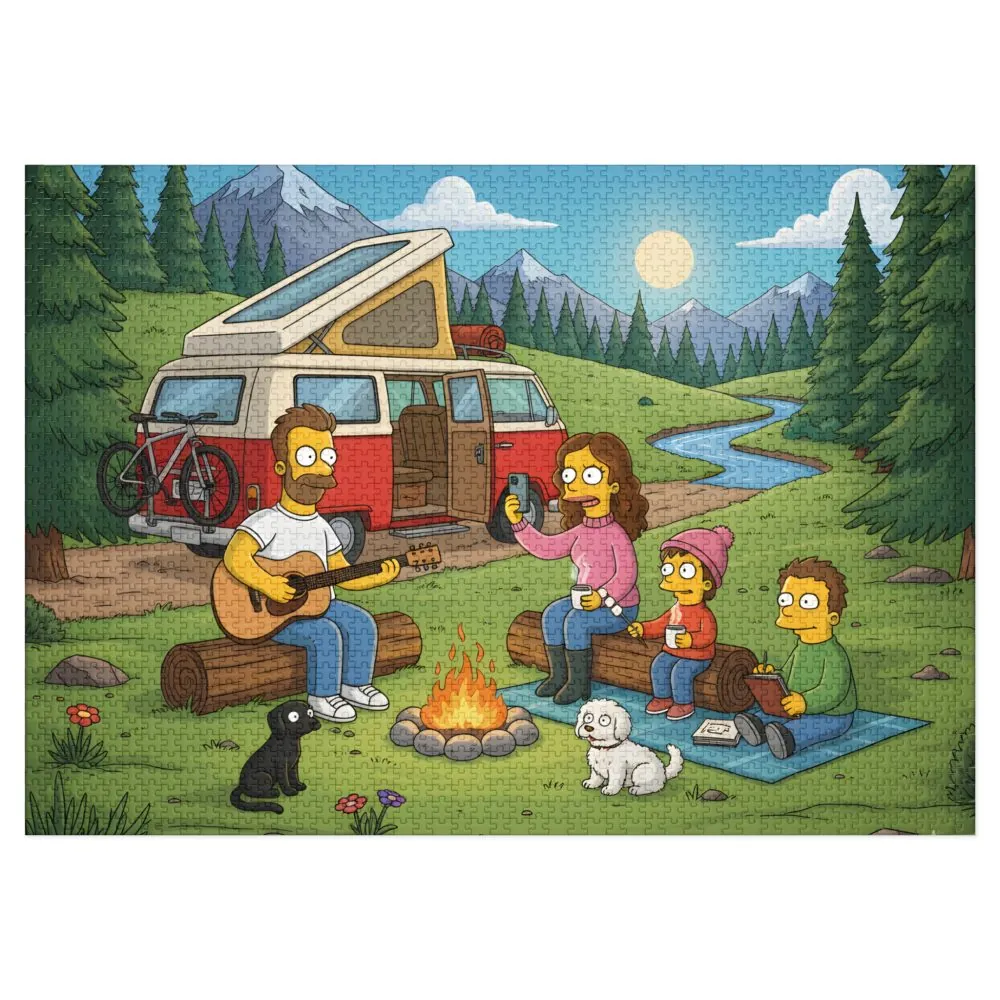 Jigsaw Puzzle with Tin — Scenic Campervan Campfire