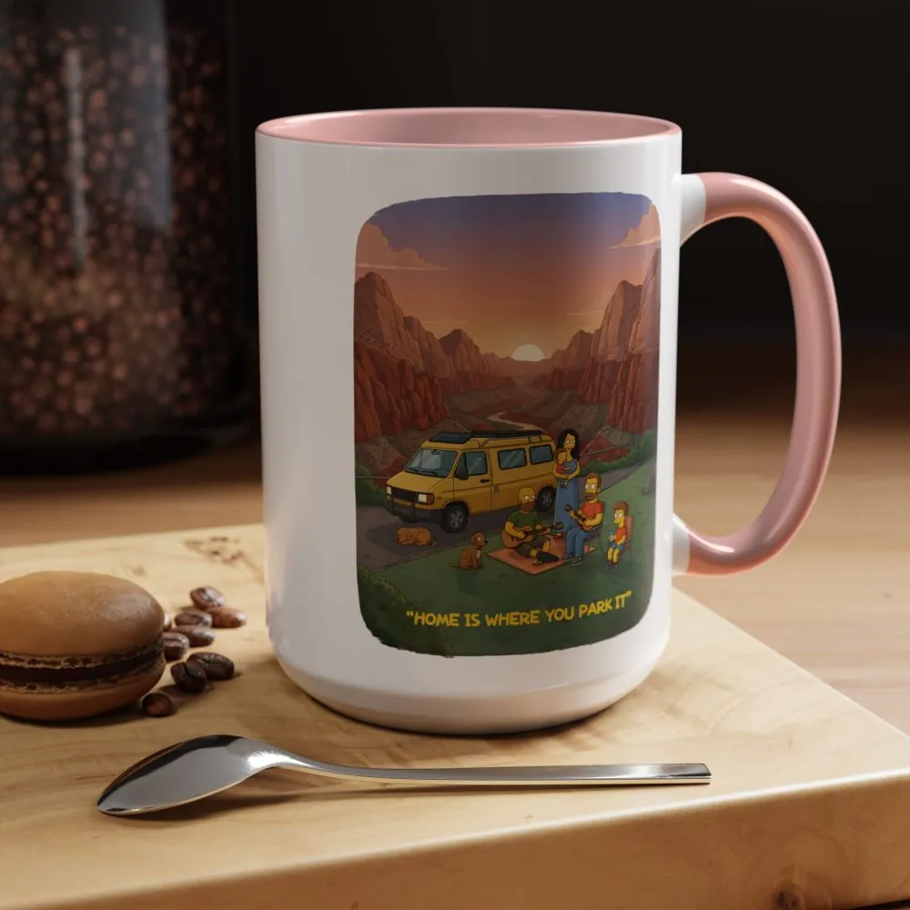 Accent Coffee Mug (11, 15oz) — "Home Is Where You Park It" Design Sitcom-Line