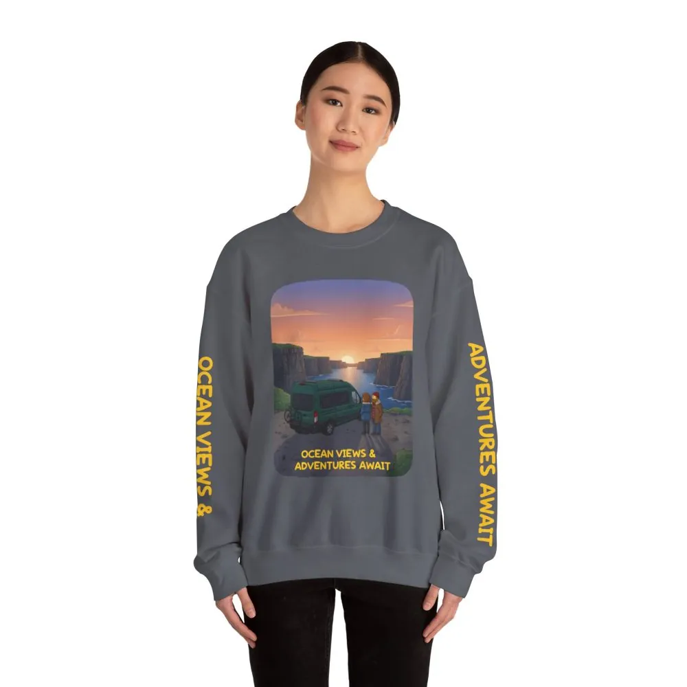 13097408361972279066_2048.jpeg Unisex Heavy Blend™ Crewneck Sweatshirt — "Ocean Views-Adventures Awaits" Design Sitcom-Line