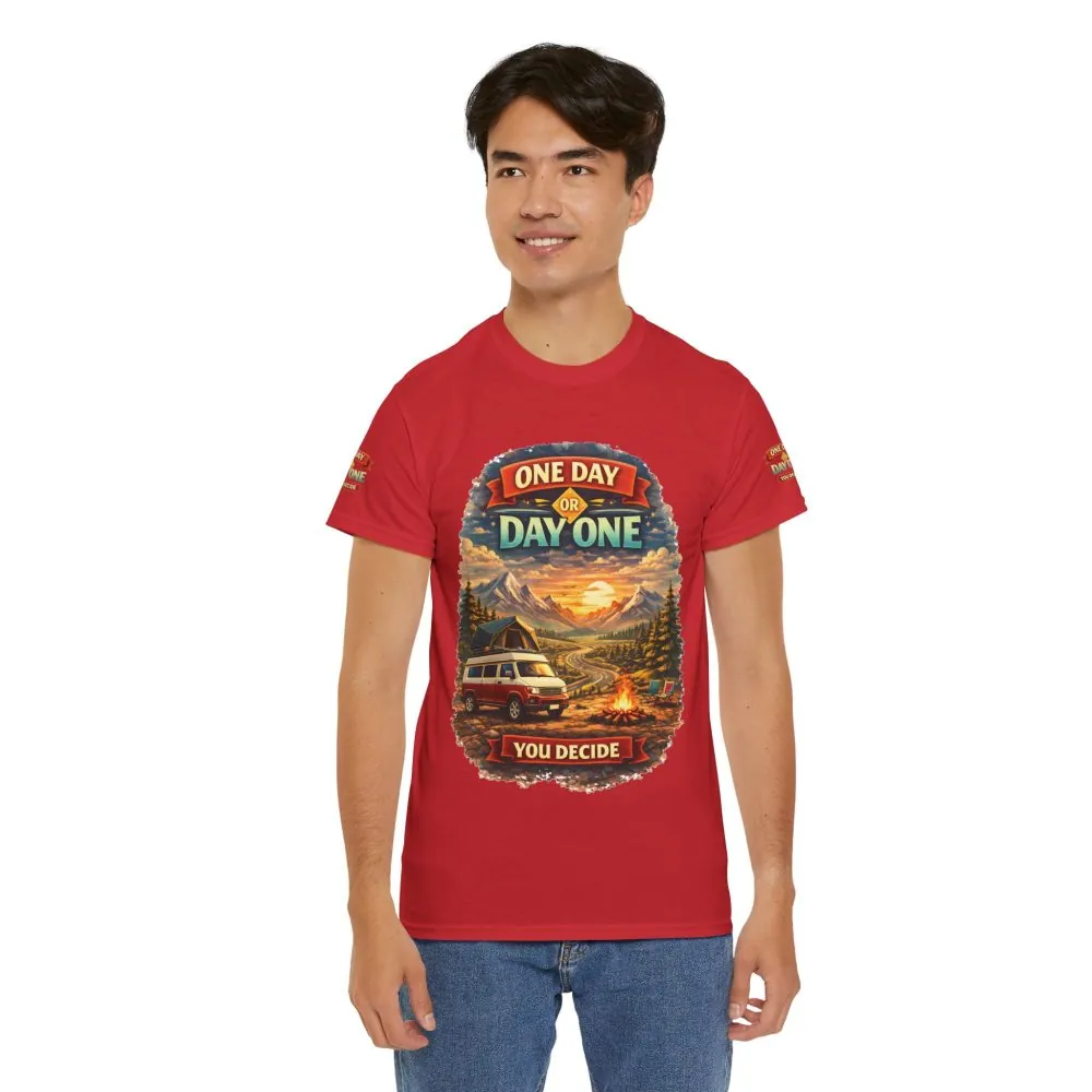 13100048160922247723_2048.jpeg Unisex Heavy Cotton Tee — "One Day Or Day One" Design Scenic-Line