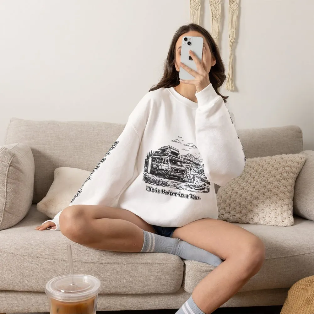 Unisex Heavy Blend™ Crewneck Sweatshirt — "Life Is Better In A Van" Design Minimal-Line