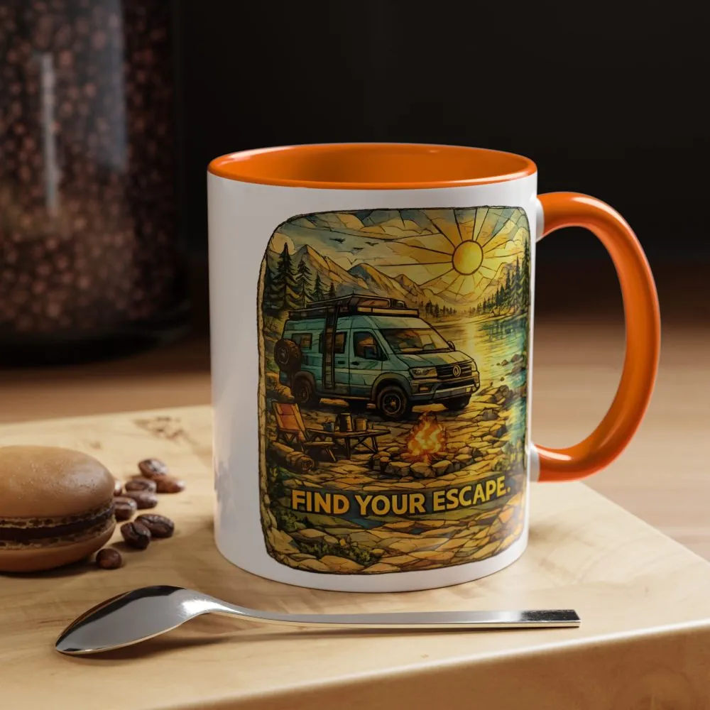 13117970485764507979_2048.jpeg Accent Coffee Mug (11, 15oz) — "Find Your Escape" Design Cubic-Line