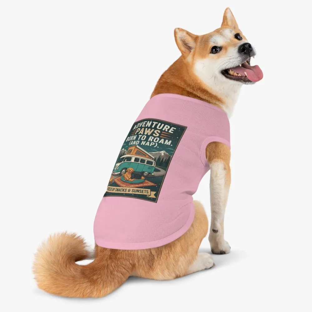 Pet Tank Top — "Adventure Paws Born to Roam (And Nap)" Camping Dog Shirt