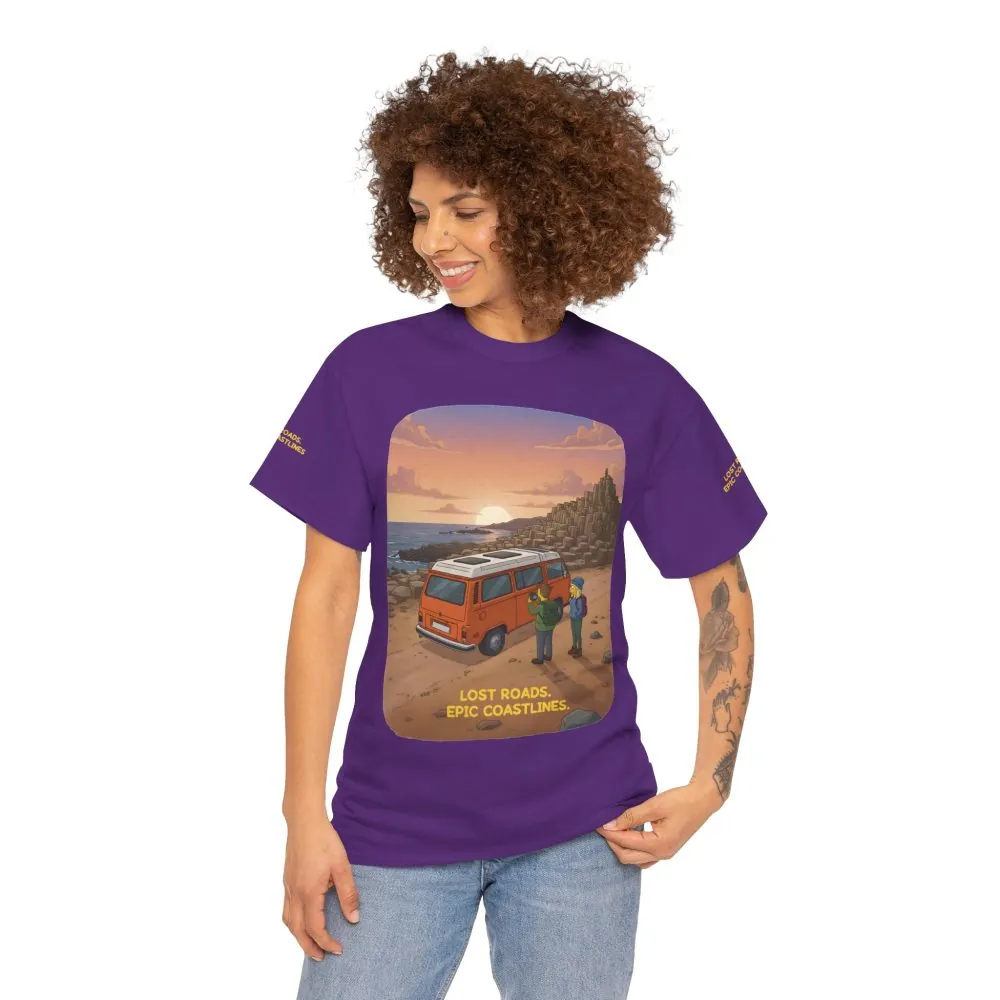 Unisex Heavy Cotton Tee — "Lost Roads Epic Coastlines" Design Sitcom-Line