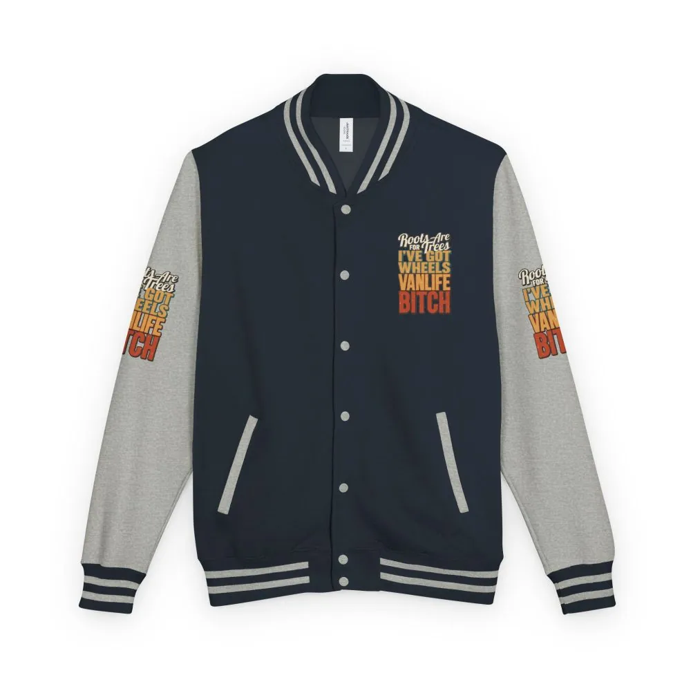 Unisex Heavyweight Letterman Jacket — "Roots Are For Trees" Design F**K-Line