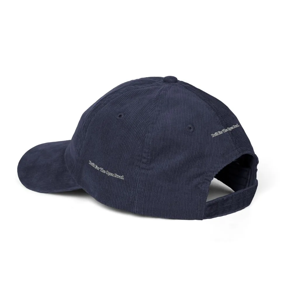 Vintage Corduroy Cap (Embroidery) — "Built For The Open Road" Embroidered Hat