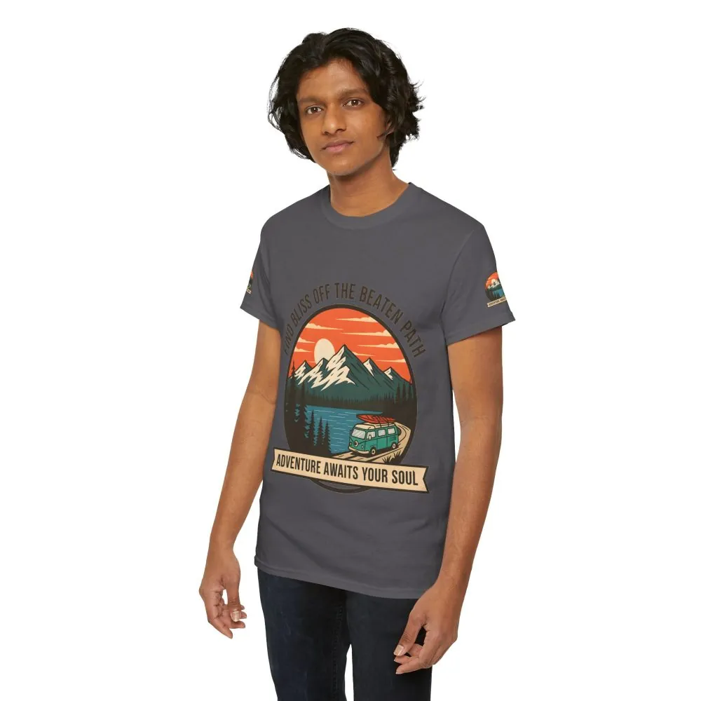 13152694419336366129_2048.jpeg Unisex Heavy Cotton Tee — "Find Bliss Off the Beaten Path" Mountain & Camper T‑Shirt