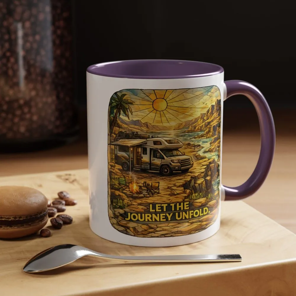 Accent Coffee Mug (11, 15oz) — "Let The Journey Unfold" Design Cubic-Line