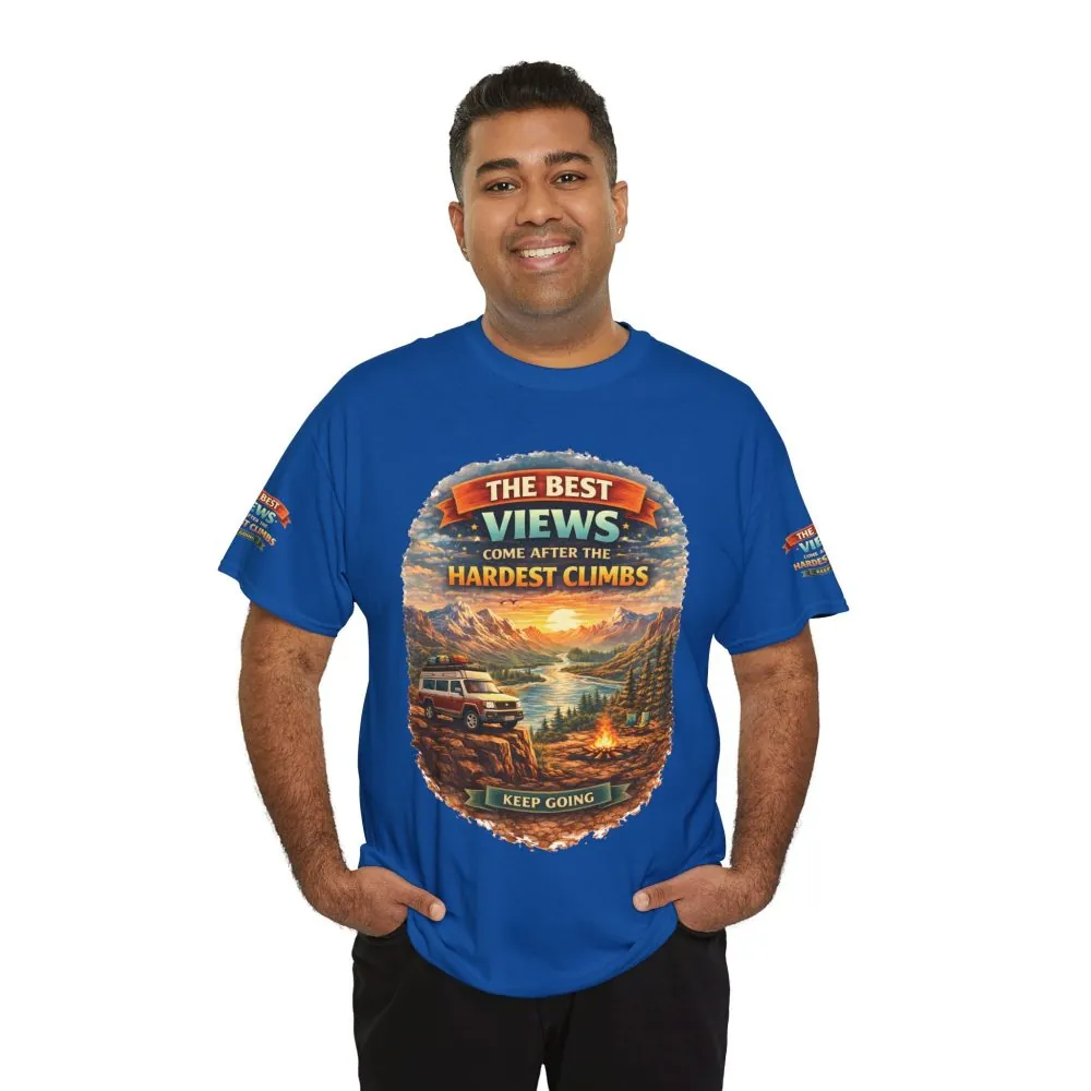 Unisex Heavy Cotton Tee — "The Best Views" Design Scenic-Line
