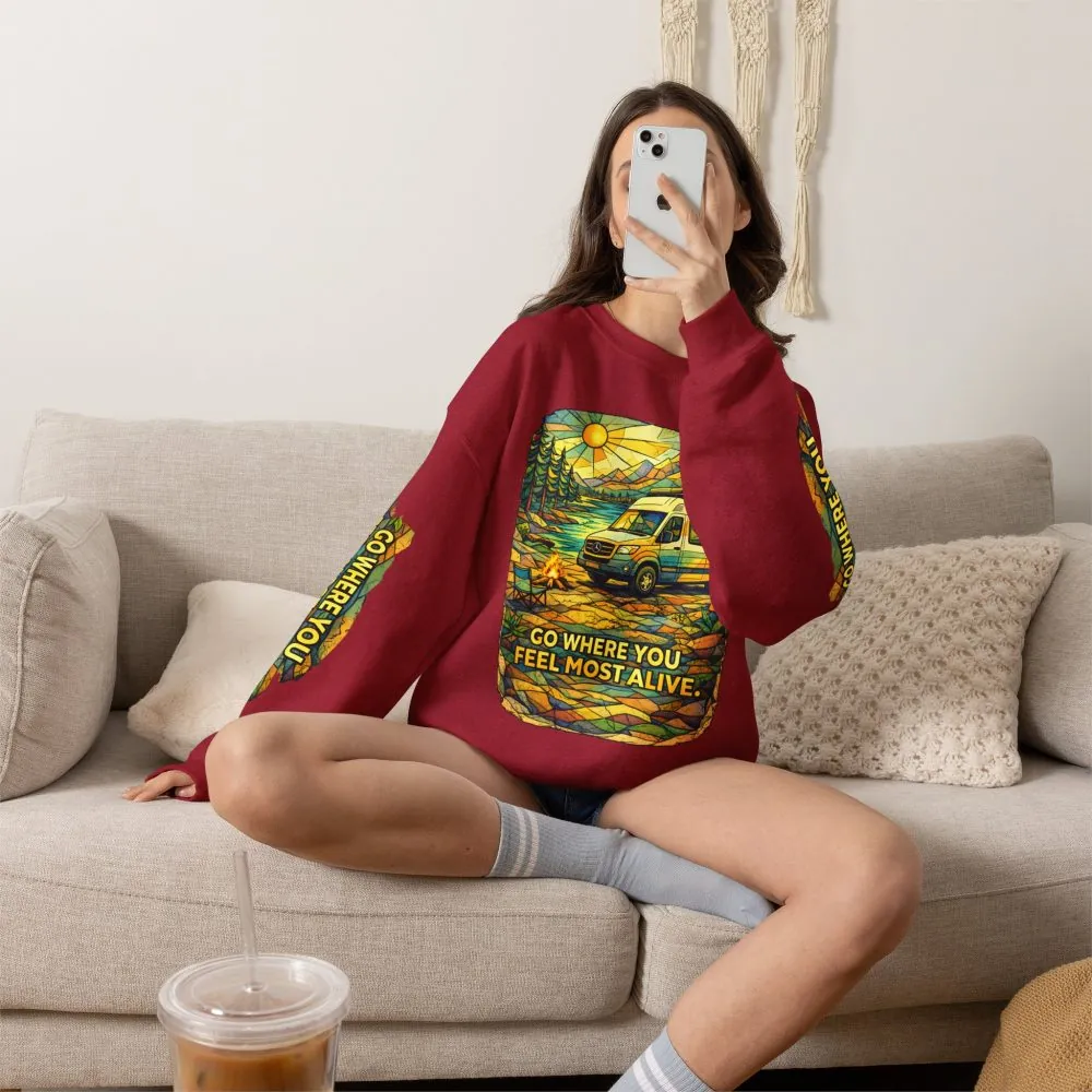 13160746525094222165_2048.jpeg Unisex Heavy Blend™ Crewneck Sweatshirt — "Go Where You Feel Most Alive" Design Cubic-Line