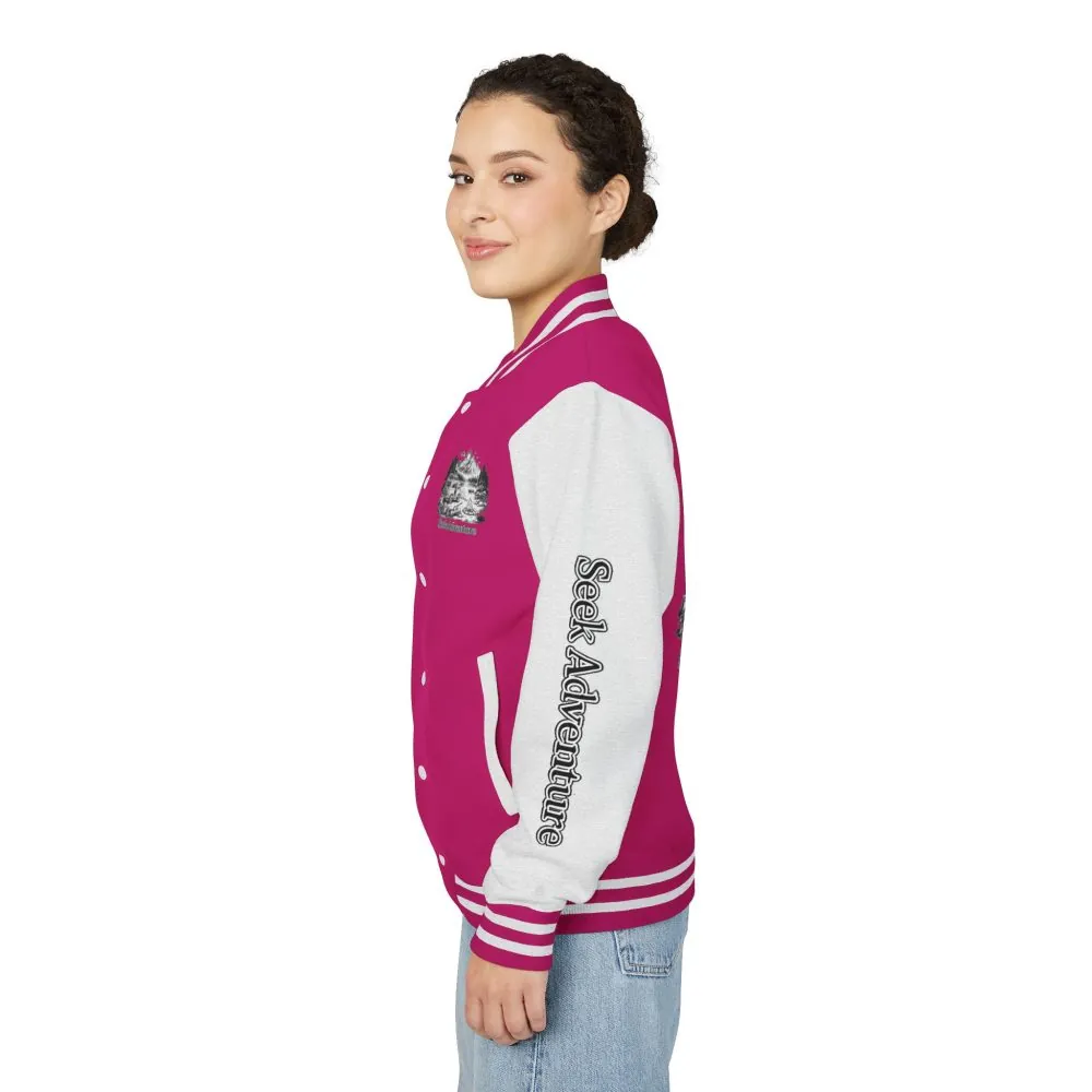 Unisex Heavyweight Letterman Jacket — "Seek Adventure" Travel Varsity Coat