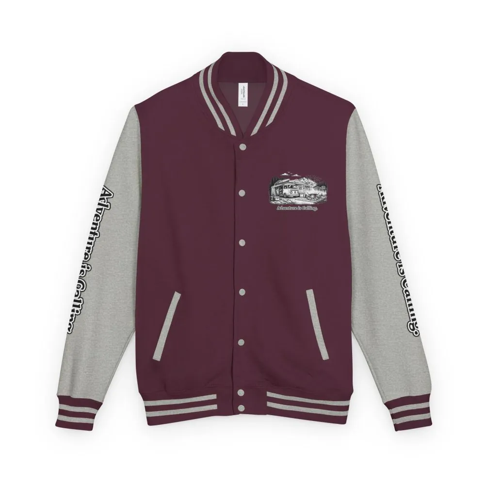Unisex Heavyweight Letterman Jacket — "Adventure Is Calling" Travel Varsity Coat