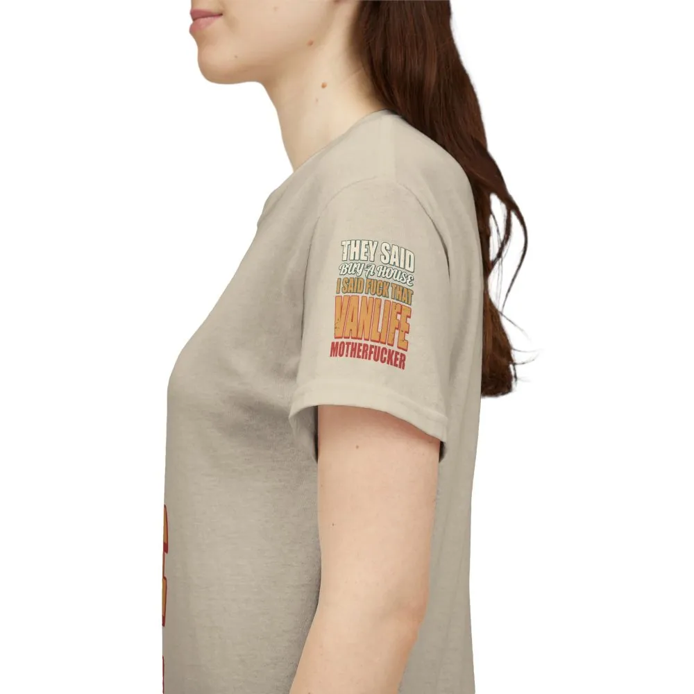 Unisex Heavy Cotton Tee — "They Said Buy A House" Design F**K-Line