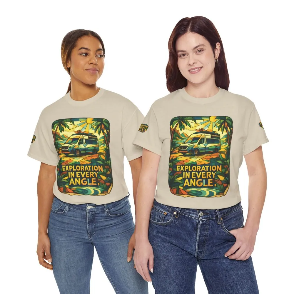 Unisex Heavy Cotton Tee — "Exploration In Every Angle" Design Cubic-Line