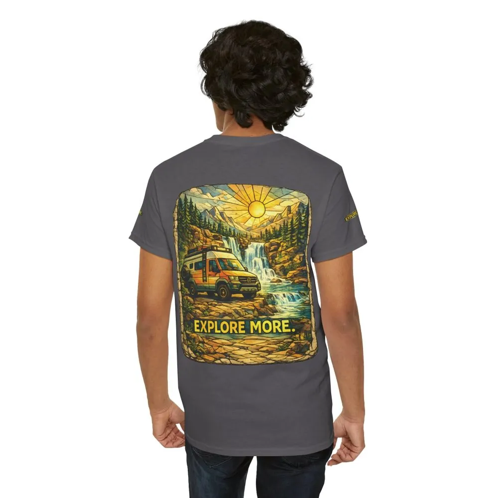 Unisex Heavy Cotton Tee — "Explore More" Design Cubic-Line