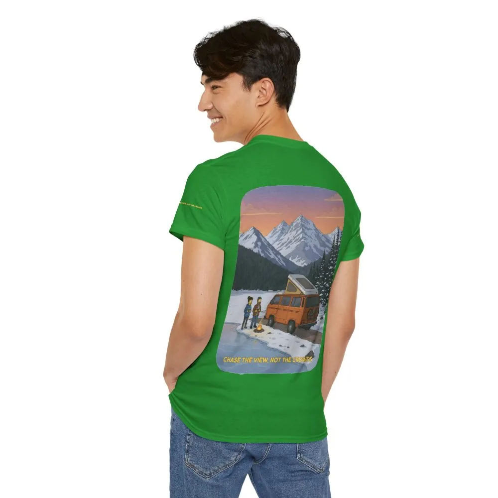 Unisex Heavy Cotton Tee — "Chase The Views-Not The Crowds" Design Sitcom-Line