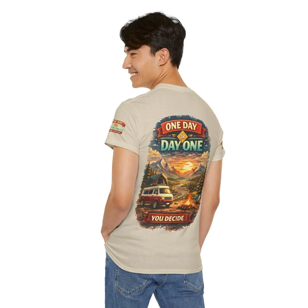 13199835457686020275_2048.jpeg Unisex Heavy Cotton Tee — "One Day Or Day One" Design Scenic-Line