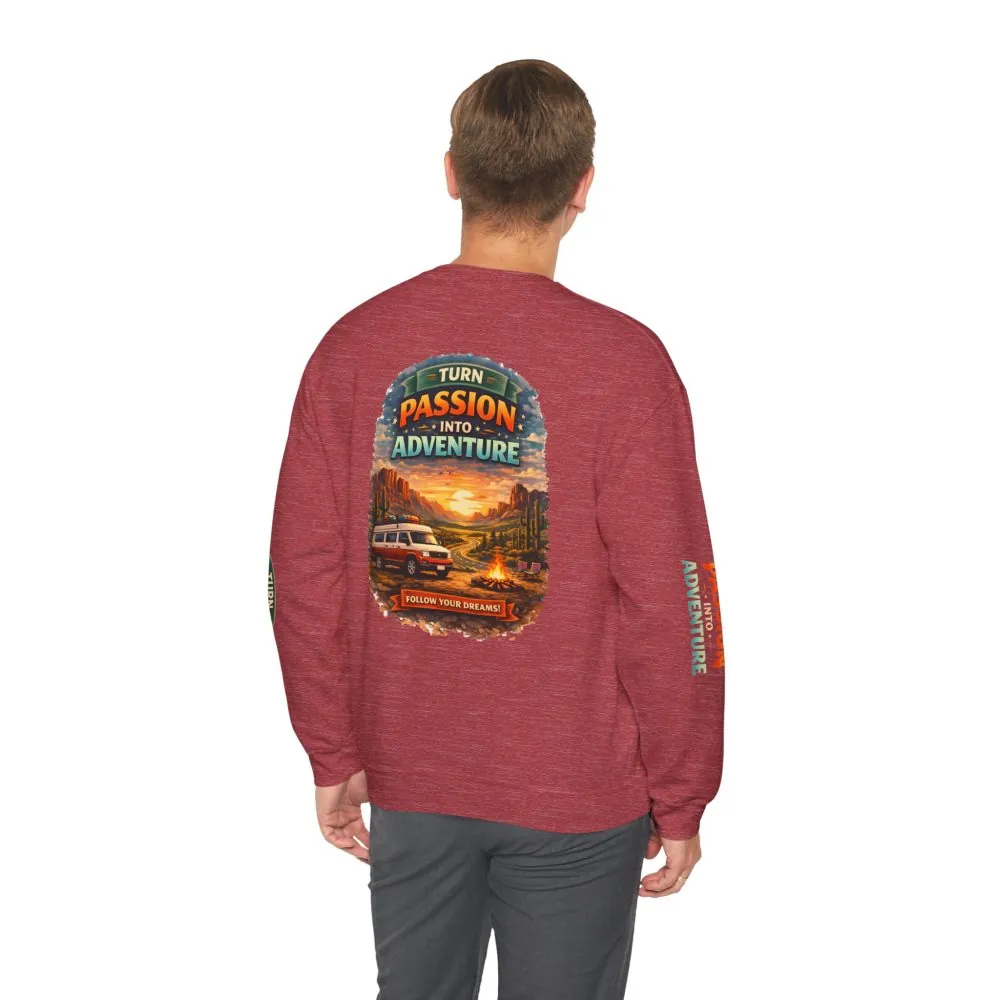 13202854720657657010_2048.jpeg Unisex Heavy Blend™ Crewneck Sweatshirt — "Turn Passion Into Adventure" Design Scenic-Line
