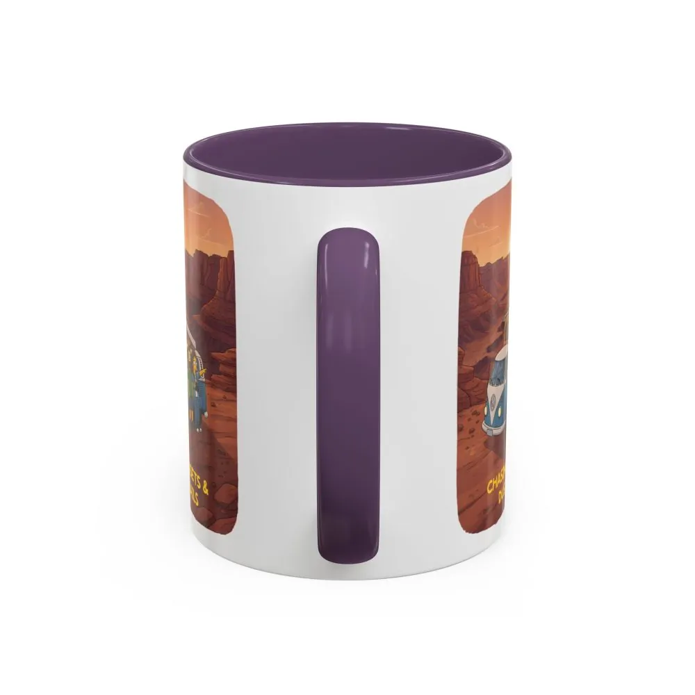 13207995875326130907_2048.jpeg Accent Coffee Mug (11, 15oz) — "Chasing Sunsets And Dusty Trails" Design Sitcom-Line