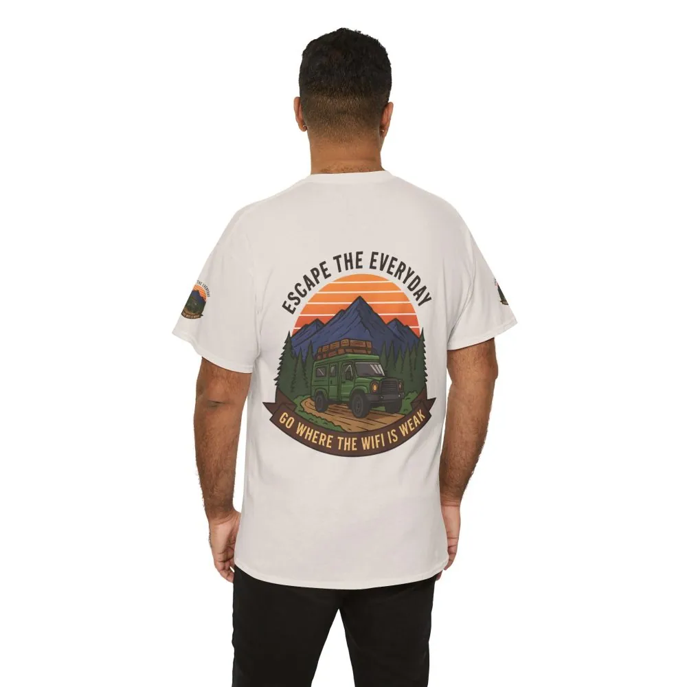 Unisex Heavy Cotton Tee — "Go Where the WiFi Is Weak" Adventure Shirt