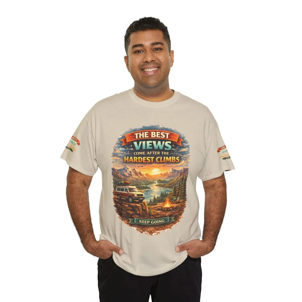 Unisex Heavy Cotton Tee — "The Best Views" Design Scenic-Line
