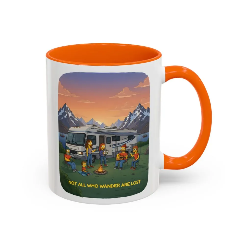 Accent Coffee Mug (11, 15oz) — "Not All Who Wander Are Lost" Design Sitcom-Line