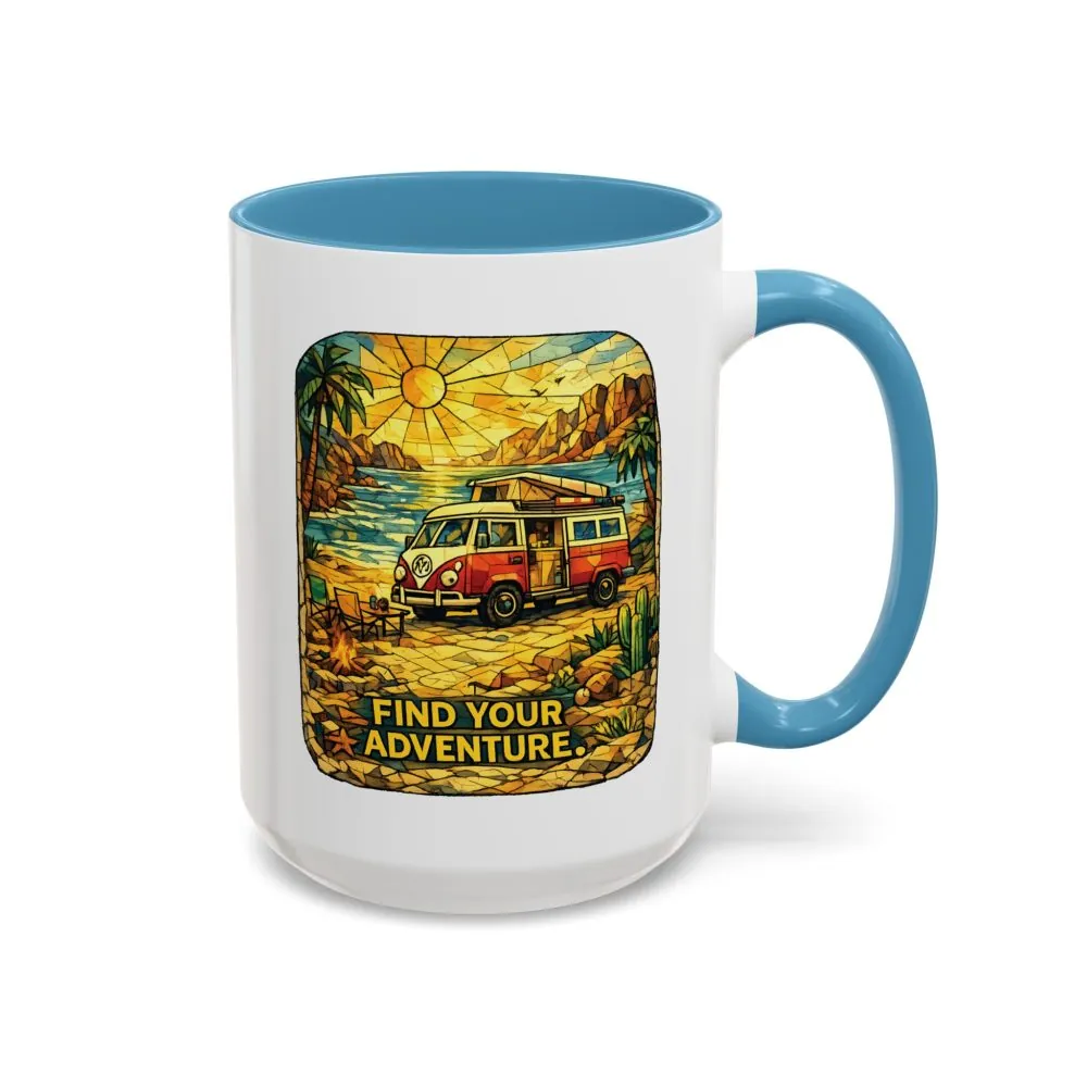 13229296853848574114_2048.jpeg Accent Coffee Mug (11, 15oz) — ""Find Your Adventure"" Design Cubic-Line