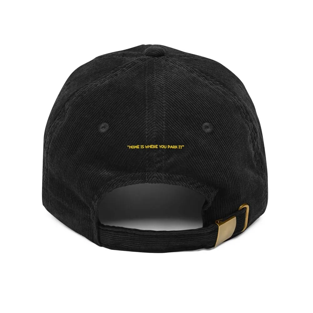Vintage Corduroy Cap (Embroidery) — "Home Is Where You Park It" Embroidered Hat