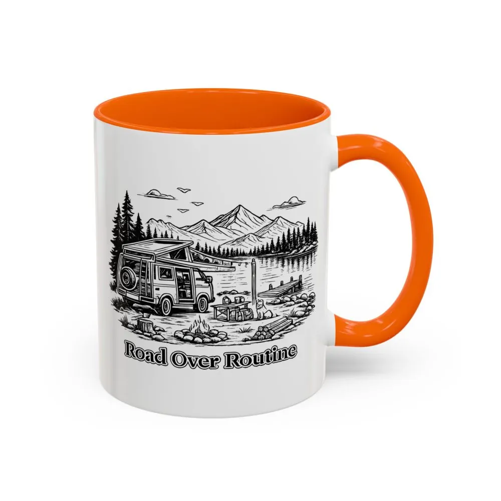 13244534358721873752_2048.jpeg Accent Coffee Mug (11, 15oz) — "Road Over Routine" Design Minimal-Line