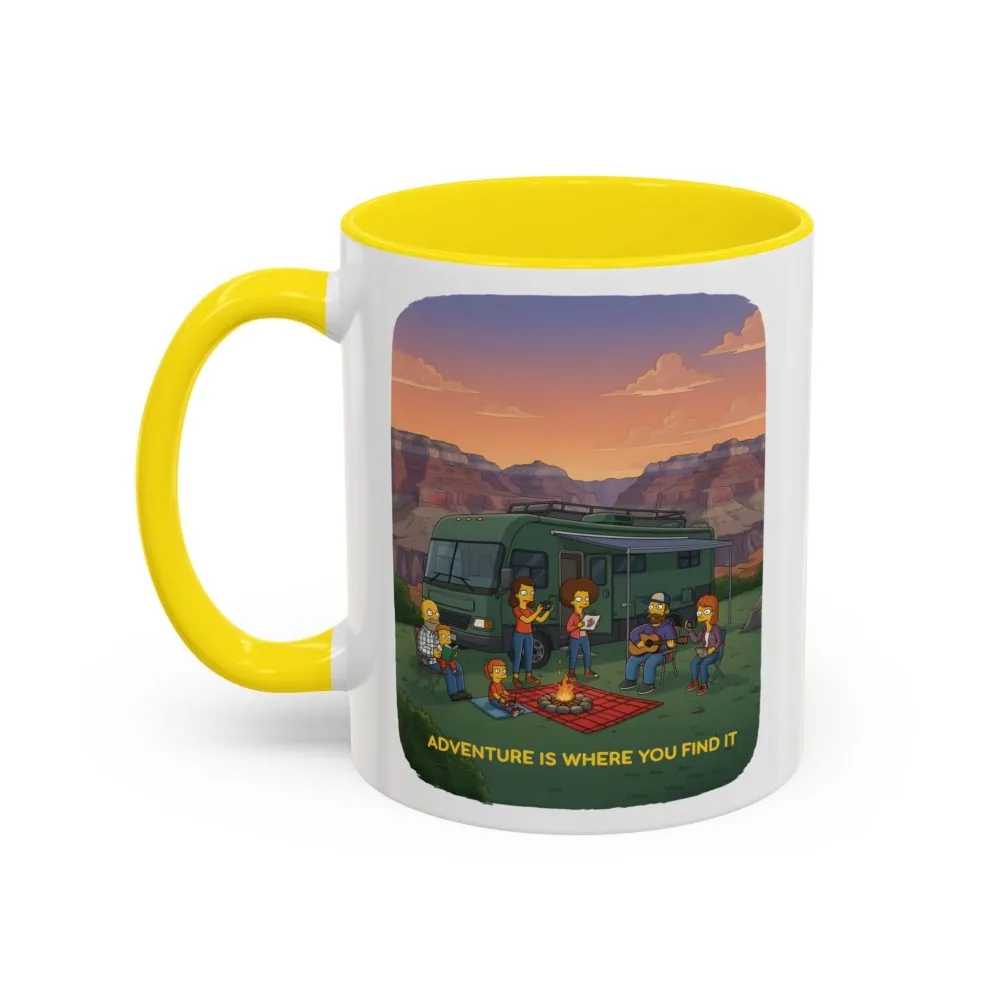 Accent Coffee Mug (11, 15oz) — "Adventure Is Where You Find It" Design Sitcom-Line