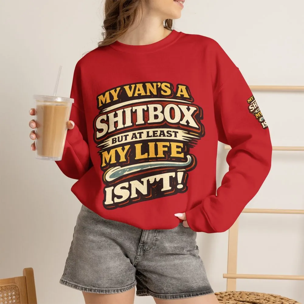 Unisex Heavy Blend™ Crewneck Sweatshirt — "My Van`s A Shitbox" Design F**K-Line