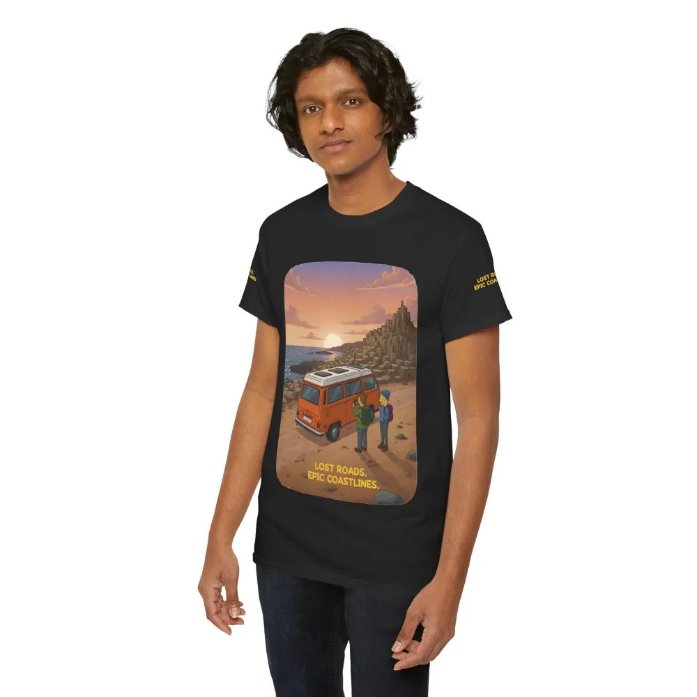 Unisex Heavy Cotton Tee — "Lost Roads Epic Coastlines" Design Sitcom-Line