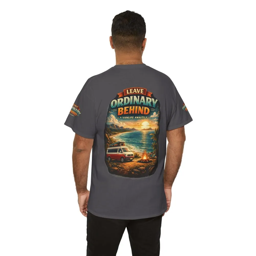 Unisex Heavy Cotton Tee — "Leave Ordinary Behind" Design Scenic-Line