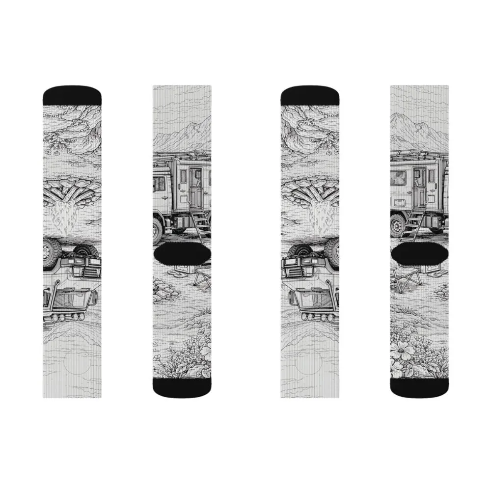 13257854310858155967_2048.jpeg Sublimation Socks — Retro Camper Roadtrip Crew Socks