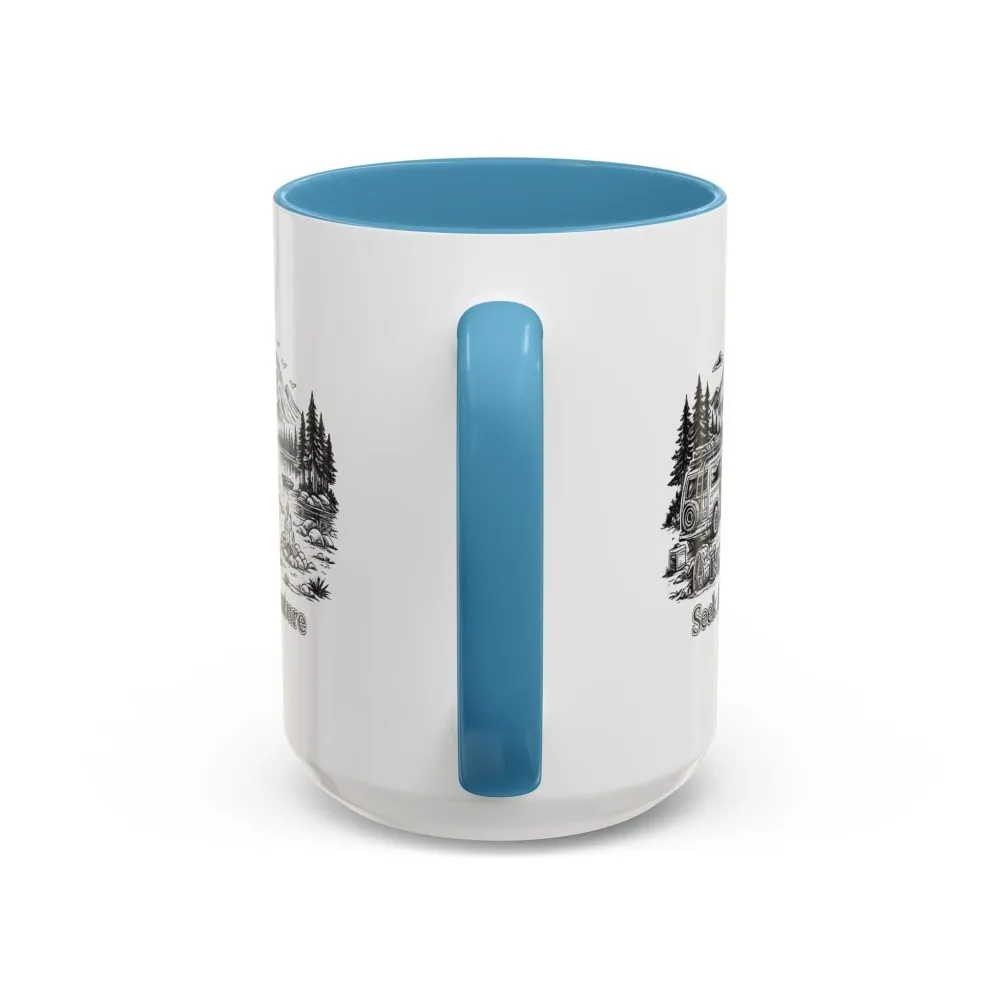Accent Coffee Mug (11, 15oz) — "Seek Adventure" Design Minimal-Line