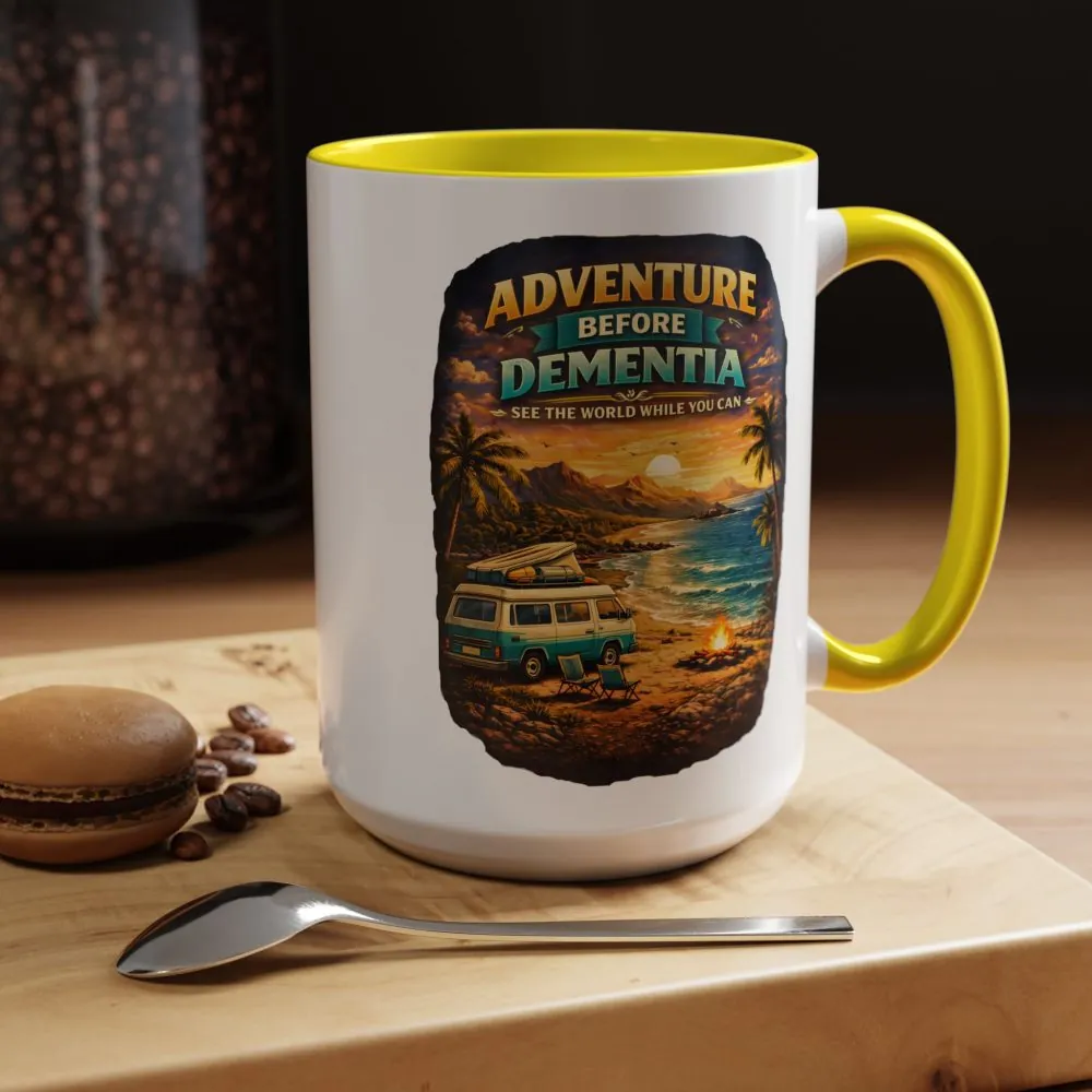 Accent Coffee Mug (11, 15oz) — "Adventure Before Dementia" Design Scenic-Line