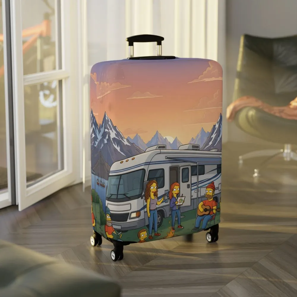 Luggage Cover — Adventure Camper Sketch Travel Suitcase(Design Sitcom-Line)