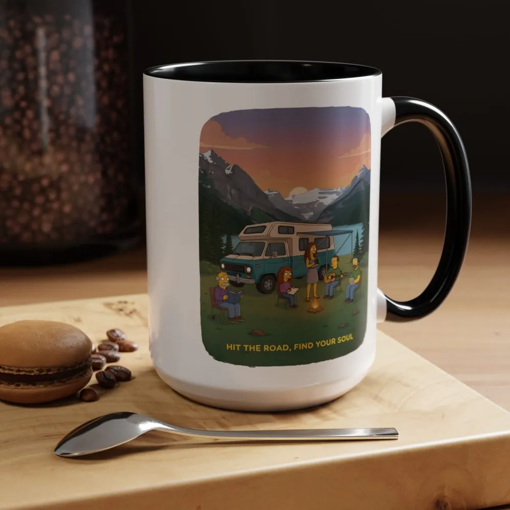 Accent Coffee Mug (11, 15oz) — "Hit The Road-Find Your Soul" Design Sitcom-Line