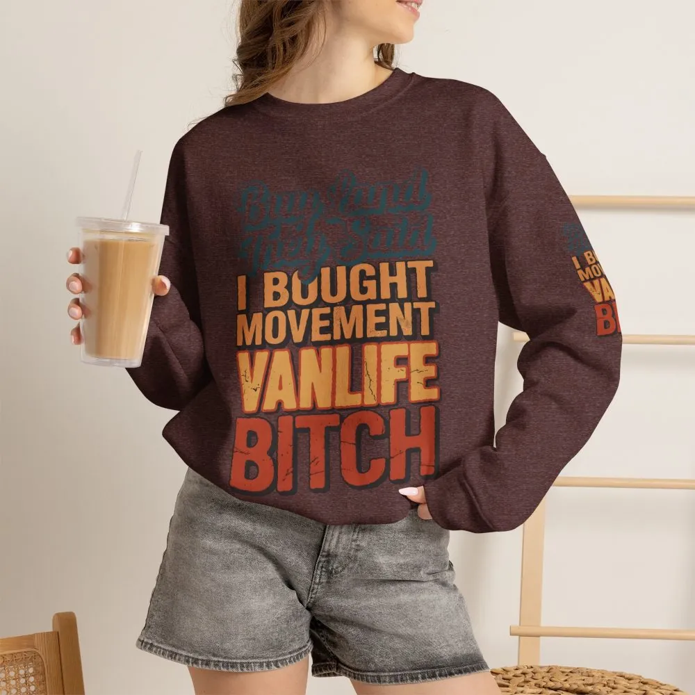 Unisex Heavy Blend™ Crewneck Sweatshirt — "Buy Land They Said" Design F**K-Line