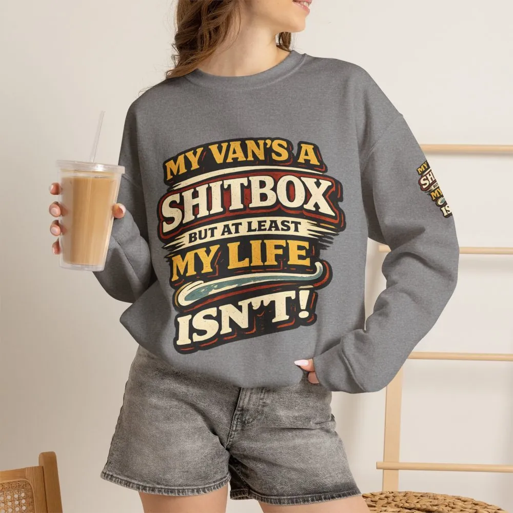 Unisex Heavy Blend™ Crewneck Sweatshirt — "My Van`s A Shitbox" Design F**K-Line