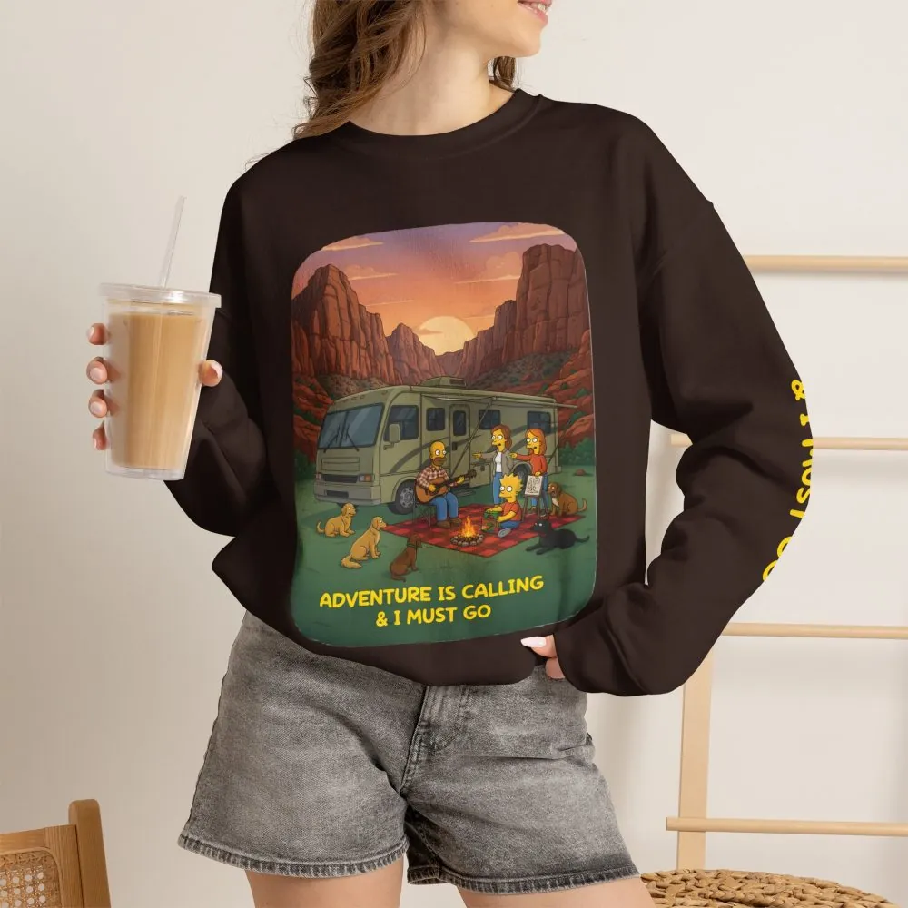 1330361538502544135_2048.jpeg Unisex Heavy Blend™ Crewneck Sweatshirt — "Adventure Is Calling-I Must Go" Design Sitcom-Line