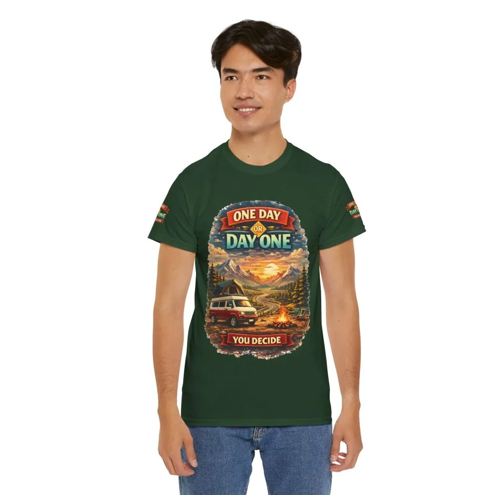13305163208959155210_2048.jpeg Unisex Heavy Cotton Tee — "One Day Or Day One" Design Scenic-Line