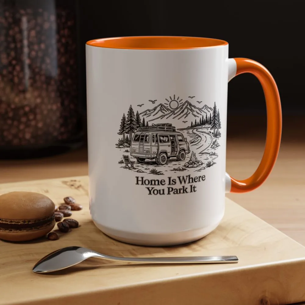 13307638550827078156_2048.jpeg Accent Coffee Mug (11, 15oz) — "Home Is Where You Park It" Design Minimal-Line