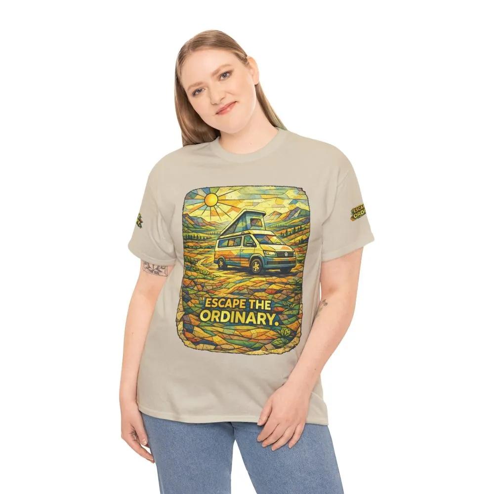 Unisex Heavy Cotton Tee — "Escape The Ordinary" Design Cubic-Line