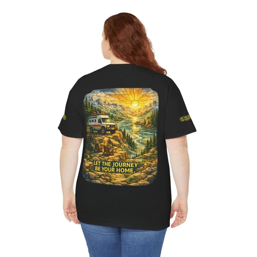 Unisex Heavy Cotton Tee — "Let The Journey Be Your Home" Design Cubic-Line
